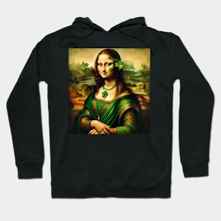 Mona Lisa's Irish Charm: St. Patrick's Day Celebration Hoodie